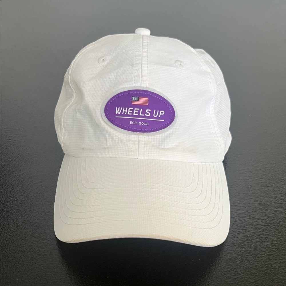 White Baseball Cap with Purple Patch